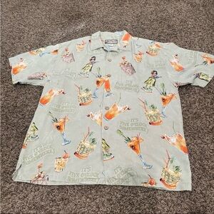 Big dog resortwear 100% silk it’s 5 o’clock somewhere button-down shirt, medium